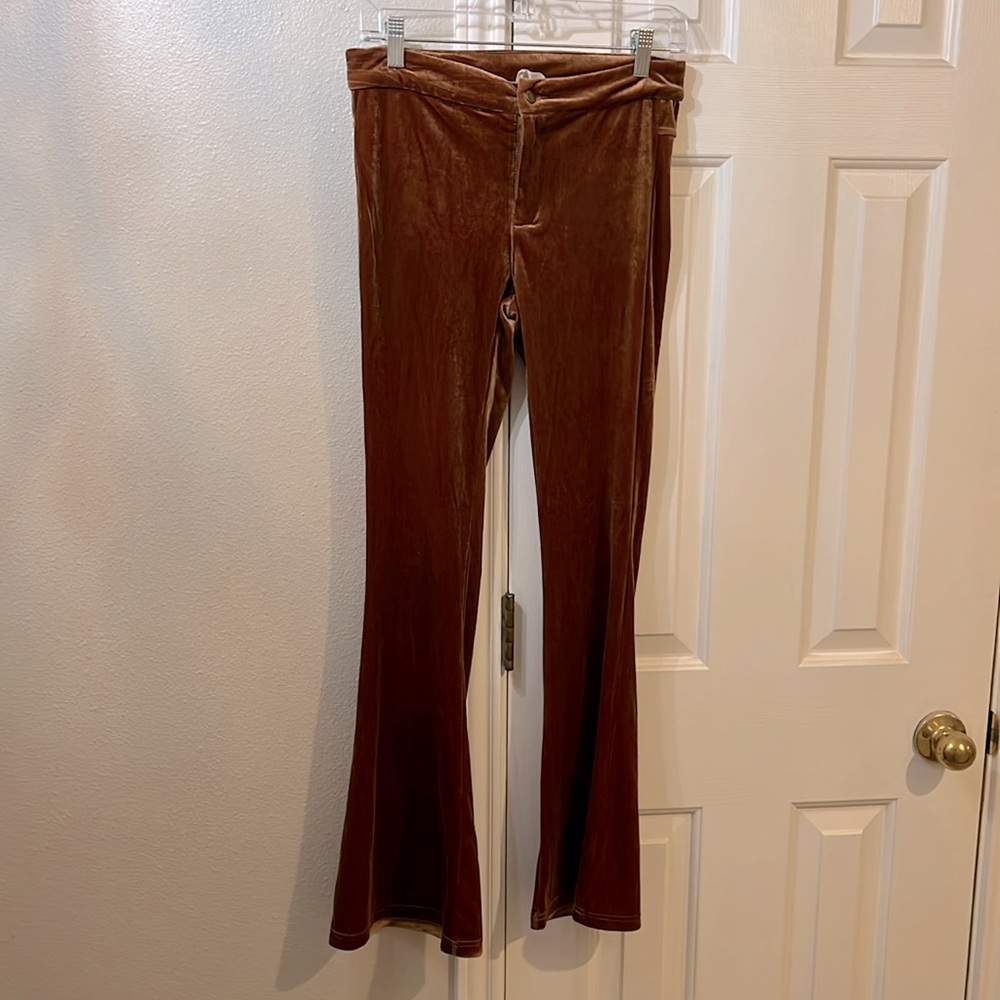 Joyfolie Mia Joy camel velvet flair pants girls 14
